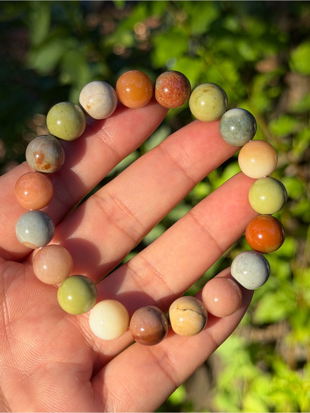 10mm Multicolor Natural Alashan agate Beaded Stretch Bracelet 2002